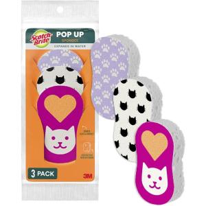 Scotch-Brite Cat Pop Up Non-Scratch Sponges, Limited Edition,Expands in Water,3 Pack