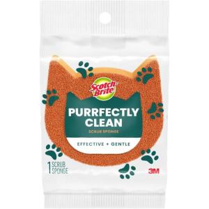 Scotch-Brite Purrfectly Clean Non-Scratch Scrub Sponge, Two- Sided, Limited Edition, 1 Sponge
