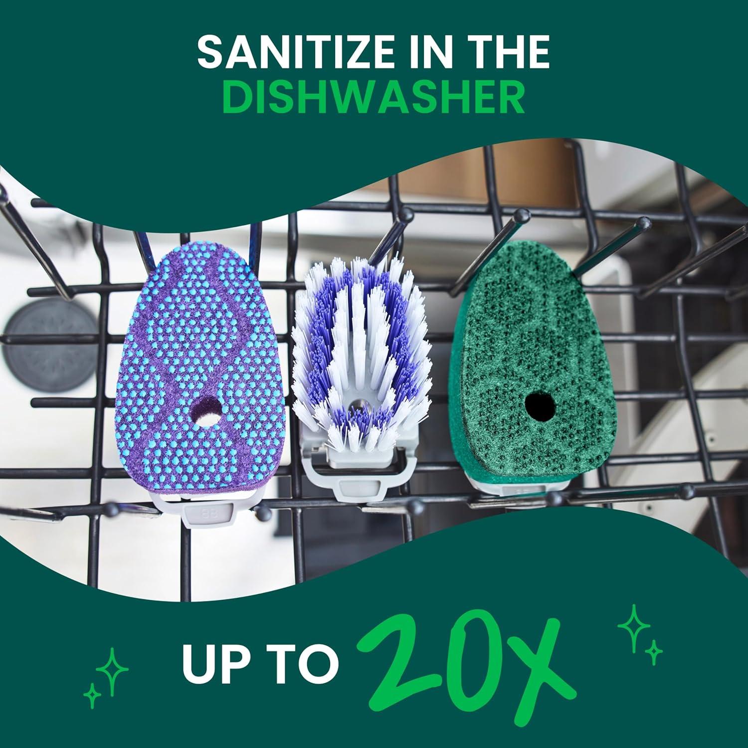 image:imageScotchBrite Advanced Soap Control Dishwand Brush Scrubber Antibacterial Dish Wand Brush with Soap Dispenser Pack of 24 Pack