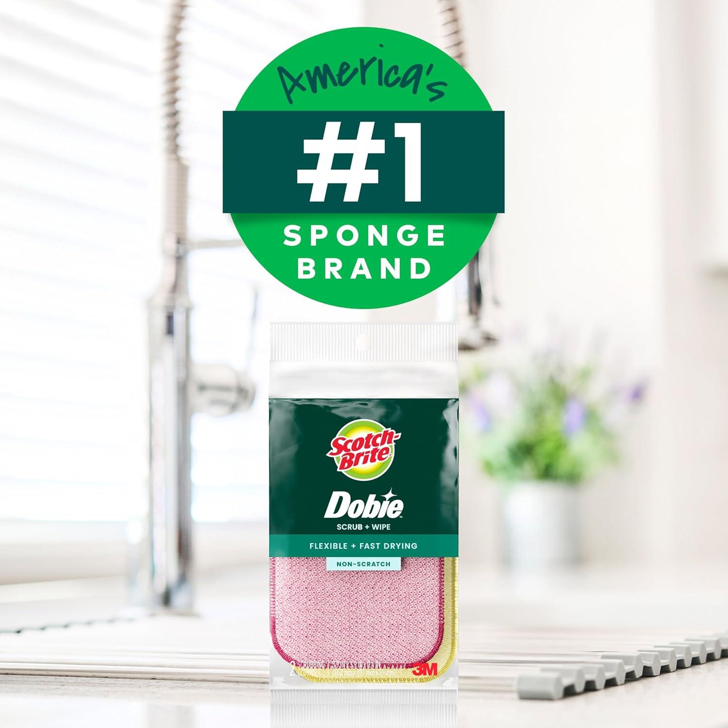 image:imageScotchBrite Dobie Sponge Cloths Scrub amp Wipe NonScratch Absorbent 2 Pack1 Count Pack of 12