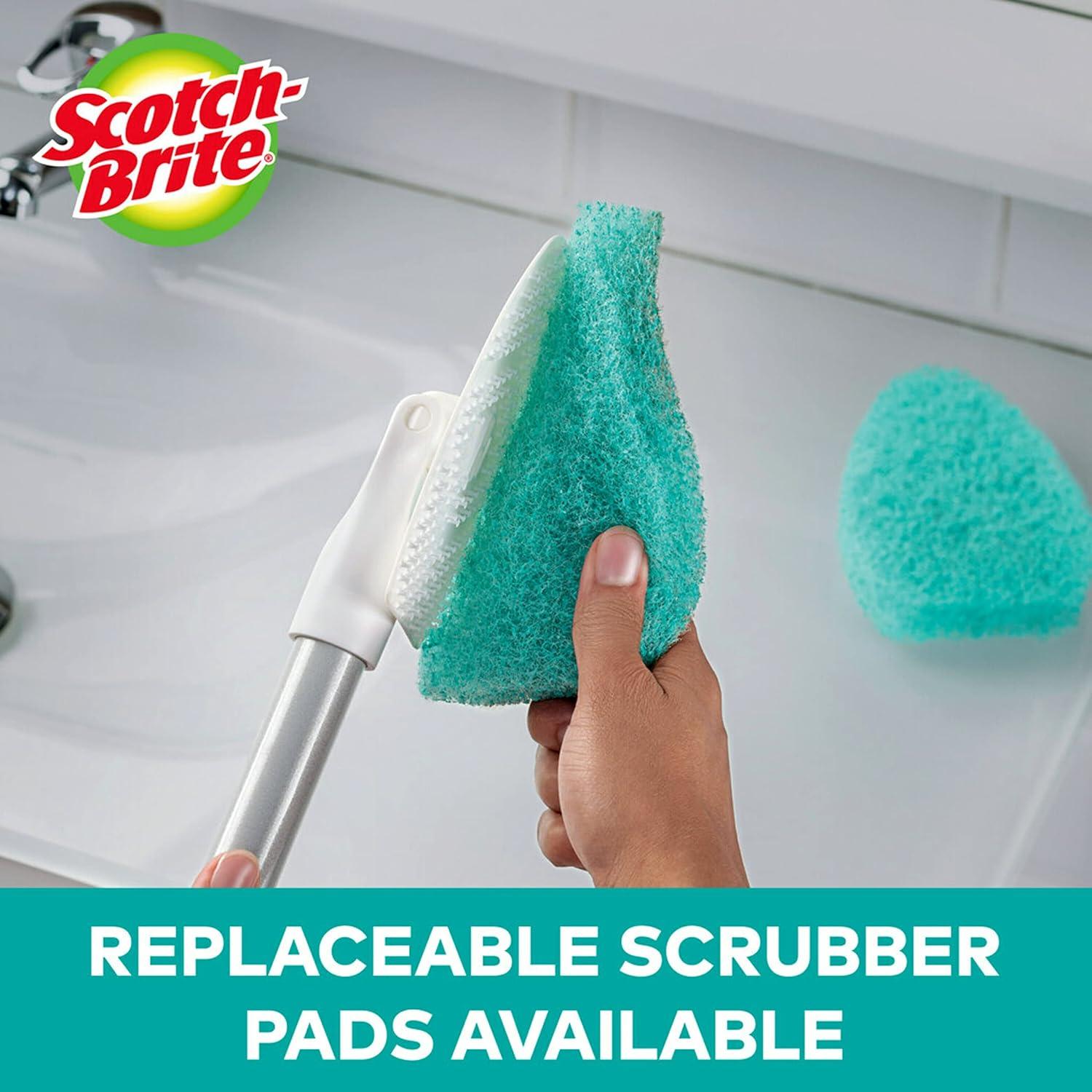 image:imageScotchBrite Extendable Tub amp Tile Scrubber Kit Includes 1 Handle and 3 NonScratch Scrubber Pads Command Broom and Mop Grippers 2Grippers 4Strips