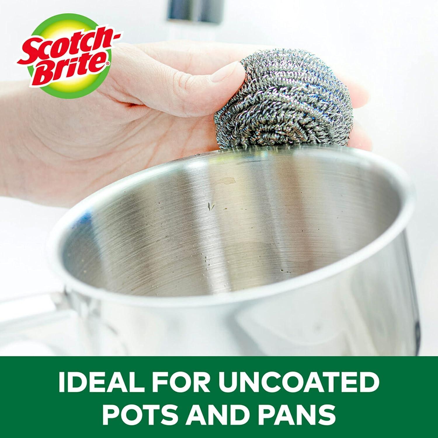 image:imageScotchBrite Stainless Steel Scrubber for Cleaning Kitchen Household and Dishes 3 Scrubbers Pack of 23 Scrubbers Pack of 2