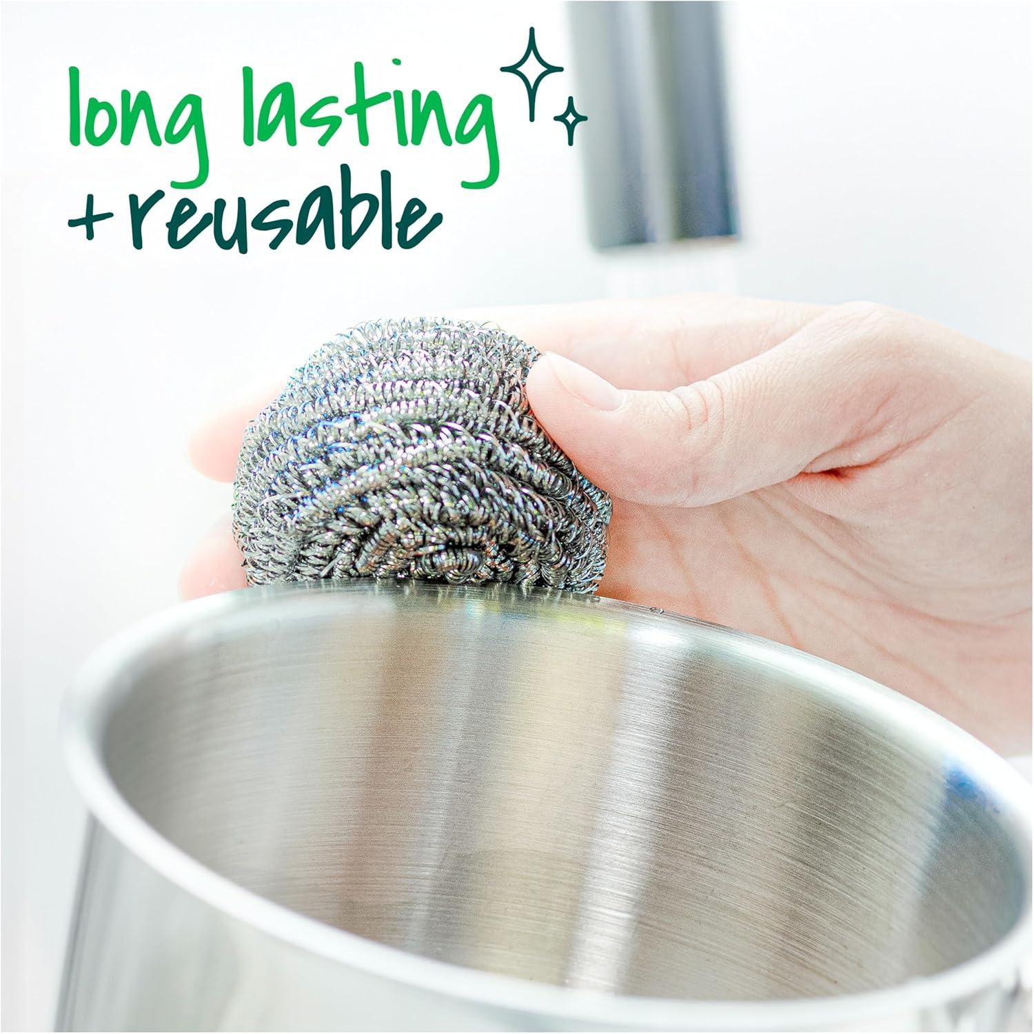 image:imageScotchBrite Stainless Steel Scrubber for Cleaning Kitchen Household and Dishes 3 Scrubbers Pack of 248 Scrubbers