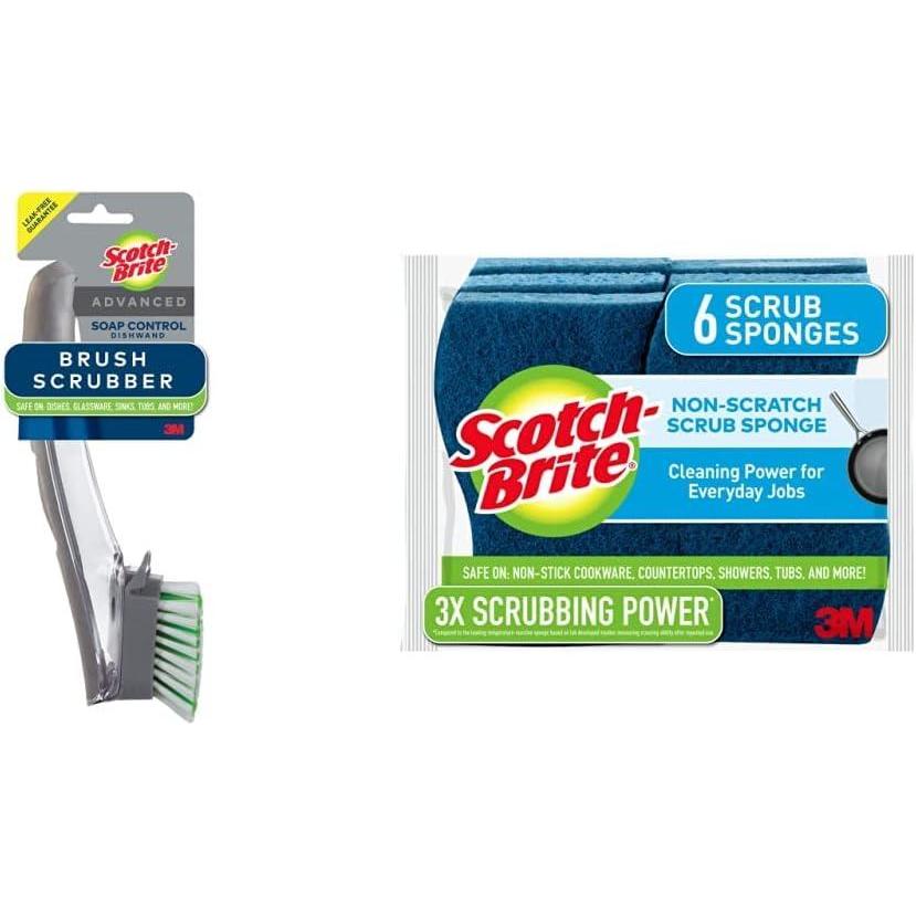 image:imageScotchBrite Advanced Soap Control Dishwand Brush Scrubber amp NonScratch Scrub Sponges for Washing Dishes and Cleaning Kitchen 6 Scrub Sponges