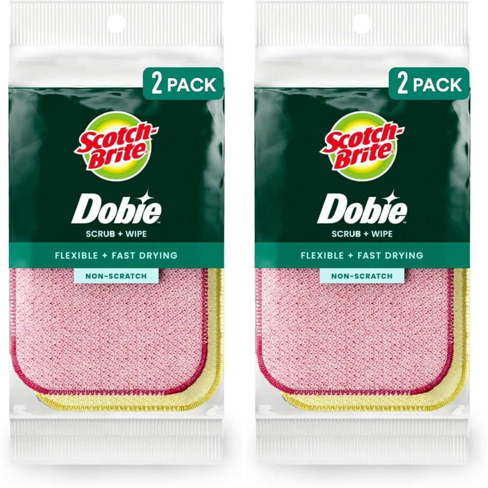 image:imageScotchBrite Dobie Sponge Cloths Scrub amp Wipe NonScratch Absorbent 2 Pack1 Count Pack of 2