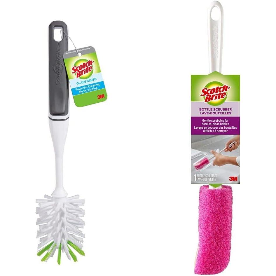 image:imageScotchBrite Glass and Water Bottle Brush ScotchBrite Water Bottle Scrubber Safe On Multiple Types of Water Bottles Vases and More