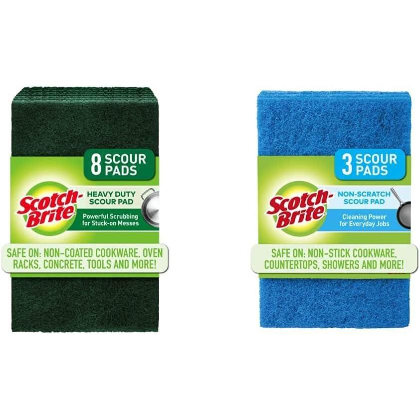 image:imageScotchBrite Heavy Duty Scour Pads Scouring Pads for Kitchen and Dish Cleaning 8 Pads amp NonScratch Scour Pads Scouring Pads for Kitchen and Dish Cleaning 3 Pads8 Pads