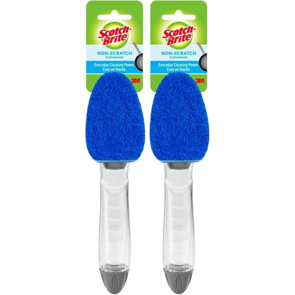 image:imageScotchBrite NonScratch Dishwand Scrubber for Cleaning Kitchen Bathroom and Household NonScratch Dish Scrubber Safe for NonStick Cookware 1 Dishwand Pack of 2