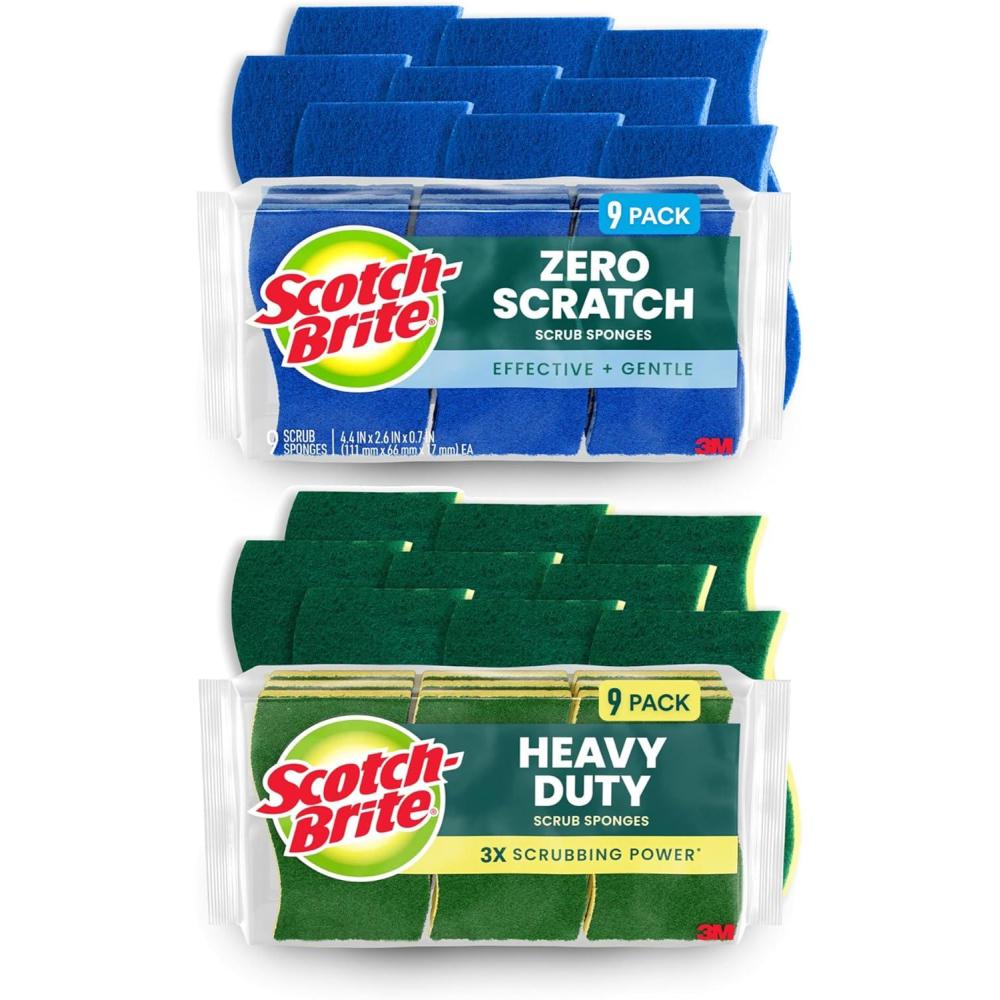 image:imageScotchBrite NonScratch Scrub Sponges 9 Count and ScotchBrite Heavy Duty Scrub Sponges 9 Count