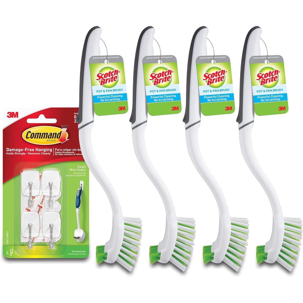 image:imageScotchBrite Pot Pan amp Dish Brush 4 Count Command Small Wire Hooks White 4 Hooks 5 Strips