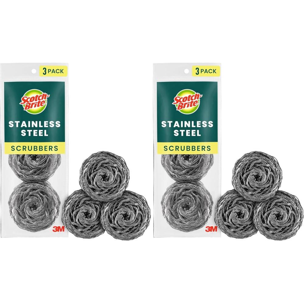 image:imageScotchBrite Stainless Steel Scrubber for Cleaning Kitchen Household and Dishes 3 Scrubbers Pack of 23 Scrubbers Pack of 2