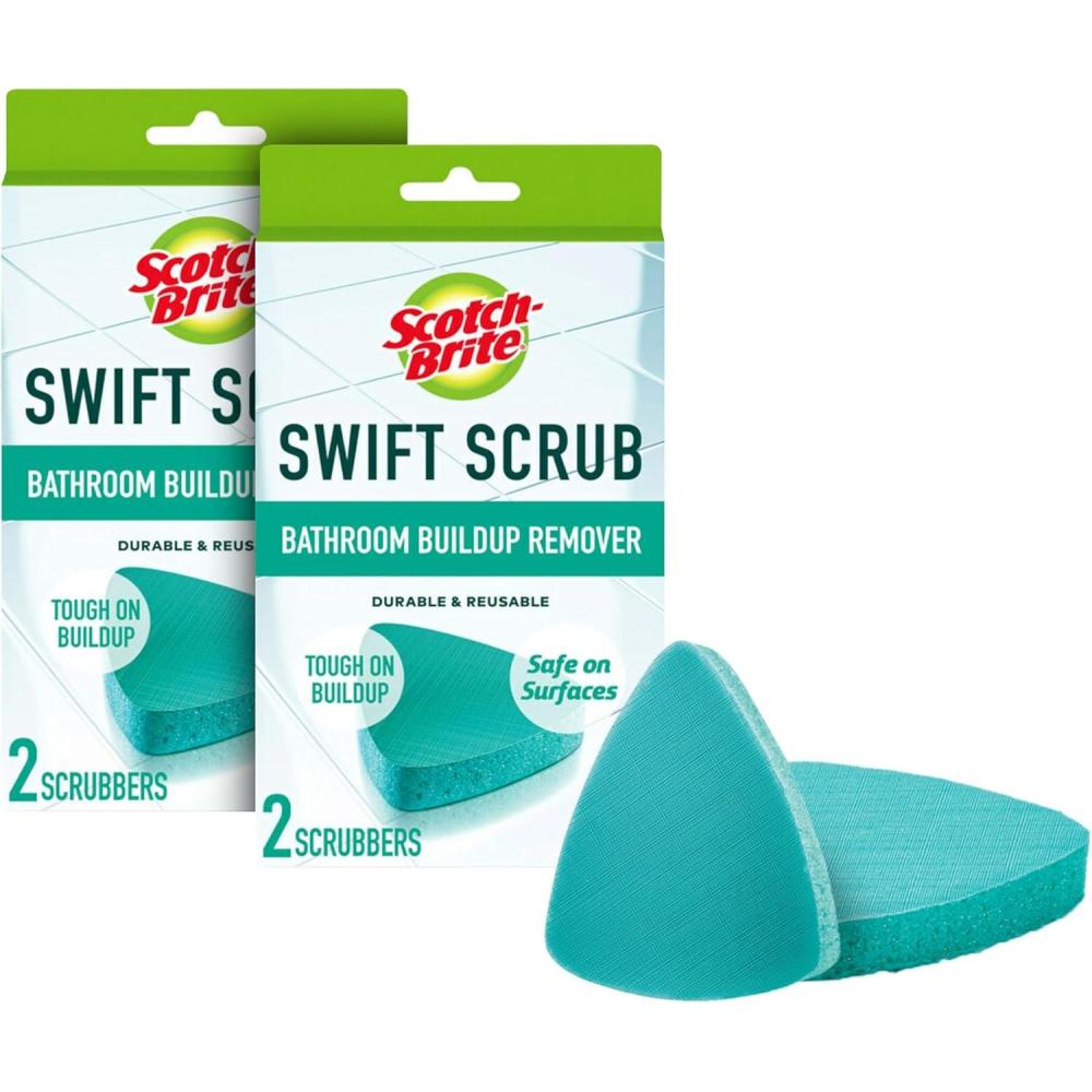 image:imageScotchBrite Swift Scrub Bathroom Buildup Glass Door Shower and Bath Cleaner Soap Scum Remover 3X Faster Than an Eraser Pad 2 Count Pack of 2