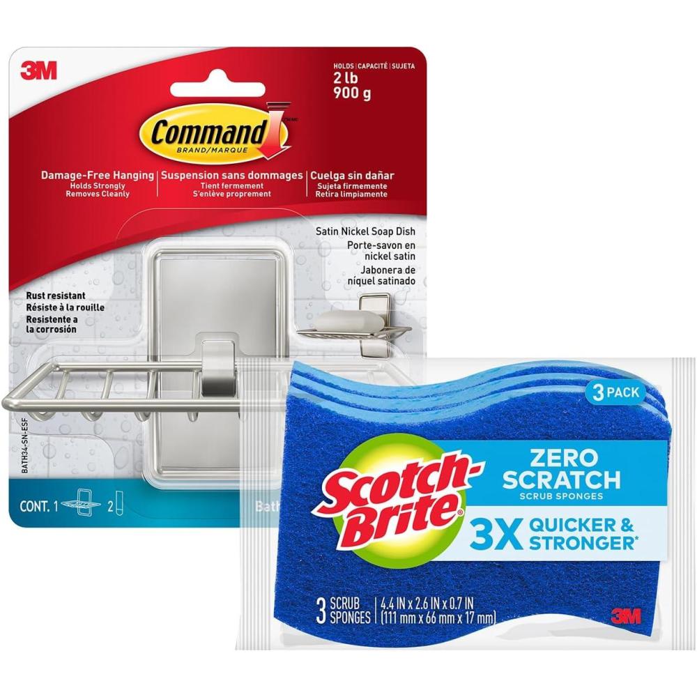 image:imageScotchBrite Zero Scratch Sponge amp Command Storage Bundle