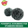 Scotch-Brite Stainless Steel Scrubber for Cleaning Kitchen, Household, and Dishes – 3 Scrubbers (Pack of 2)(3 Scrubbers (Pack of 2))