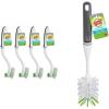 Scotch-Brite Dish Brush, 4 Pack, Green, Plastic Handle & Bristles, Safe for Cookware & More, Reusable, Glass & Water Bottle Brush(Brush + Bottle Brush)