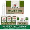 Scotch-Brite Greener Clean Lint Roller, Reusable Lint Rollers for Clothes, Furniture, and Pet Hair, Tidy Up Fabrics with a More Sustainable Fuzz Remover, 1 Roller, 2 Refills(College Cleaning Bundle)