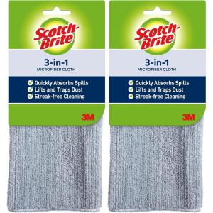 Scotch-Brite 3-in-1 Microfiber Kitchen Cloth (Pack of 2)(1 Cloth (Pack of 2))