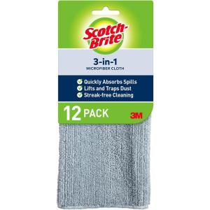 Scotch-Brite 3-in-1 Microfiber Kitchen Cloth (Pack of 2)(12 Cloths)