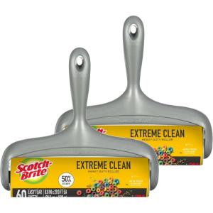 Scotch-Brite 50% Stickier Large Surface Lint Roller, Works Great On Pet Hair, 60 Sheets (Pack of 2)(2 Rollers)