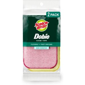 Scotch-Brite Dobie Sponge Cloths | Scrub & Wipe | Non-Scratch | Absorbent | 2 Pack(1 Count (Pack of 1))