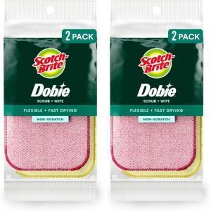 Scotch-Brite Dobie Sponge Cloths | Scrub & Wipe | Non-Scratch | Absorbent | 2 Pack(1 Count (Pack of 2))