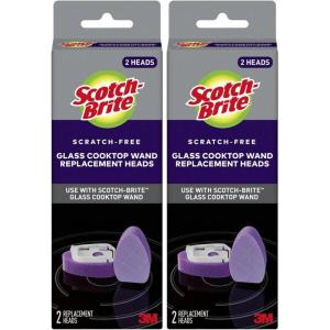 Scotch-Brite Glass Cooktop Wand Replacement Heads, Cleans with Just Water, Tackle Burnt-On Messes, 2 Replacement Heads (Pack of 2)(1 Count (Pack of 2))
