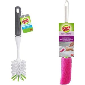 Scotch-Brite Glass and Water Bottle Brush + Scotch-Brite Water Bottle Scrubber, Safe On Multiple Types of Water Bottles, Vases, and More