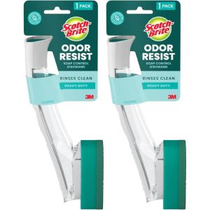 Scotch-Brite Heavy Duty Advanced Soap Control Dishwand, Control Soap with A Button, Keep Your Hands Out of Dirty Water, Long Lasting and Reusable (Pack of 2)(1 Count (Pack of 2))