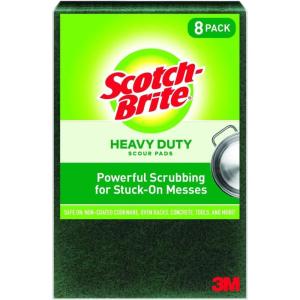 Scotch-Brite Heavy Duty Scour Pads, Great for The Kitchen, Garage and Outdoors, 8 Pads (Pack of 2)(8 Pads)