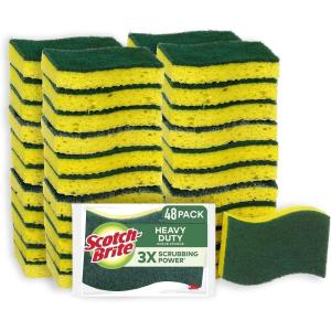 Scotch-Brite Heavy Duty Scrub Sponges, 12 Scrub Sponges, Stands Up to Stuck-on Grime (Pack of 4)(12 Sponges (Pack of 4))