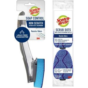 Scotch-Brite Non-Scratch Advanced Soap Control Dishwash and Scrub Dots Non-Scratch Dishwand Refill, 2 Count(Soap Control Dishwand and Scrub Dots Refill)