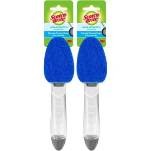 Scotch-Brite Non-Scratch Dishwand, Scrubber for Cleaning Kitchen, Bathroom, and Household, Non-Scratch Dish Scrubber Safe for Non-Stick Cookware, 1 Dishwand (Pack of 2)