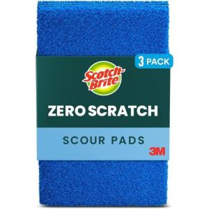 Scotch-Brite Non-Scratch Scour Pads, Scouring Pads for Kitchen and Dish Cleaning, 3 Pads (Pack of 2)(3 Pads)
