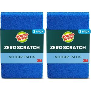 Scotch-Brite Non-Scratch Scour Pads, Scouring Pads for Kitchen and Dish Cleaning, 3 Pads (Pack of 2)(3 Pads (Pack of 2))