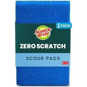 Scotch-Brite Non-Scratch Scour Pads, Scouring Pads for Kitchen and Dish Cleaning, 3 Pads (Pack of 2)(30 Pads)
