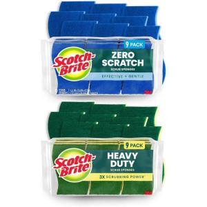 Scotch-Brite Non-Scratch Scrub Sponges, 9 Count and Scotch-Brite Heavy Duty Scrub Sponges, 9 Count