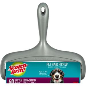 Scotch-Brite Pet Extra Sticky Large Surface Lint Roller for Pet Hair, Furniture and Clothes, 1 Roller, 60 Sheets (Pack of 2)(1 Roller)