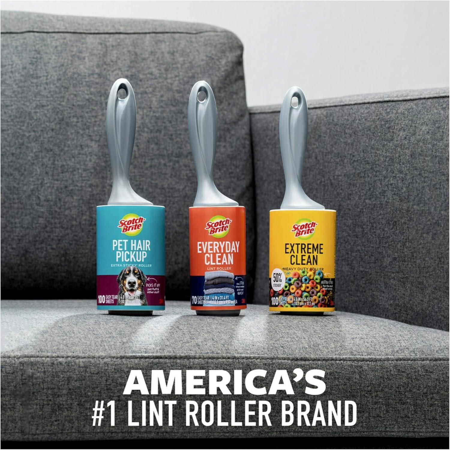 image:imageScotchBrite Extreme Clean Lint Rollers 6 Rollers 100 Sheets Per Roller 600 Sheets Total Reusable Lint Roller Works Great on Pet Hair6 Rollers 600 Sheets