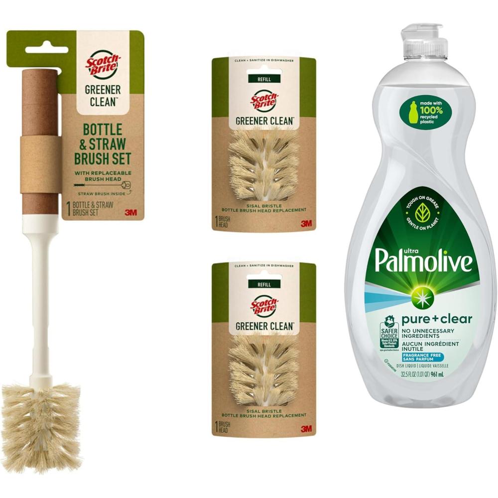 image:imagePalmolive FragranceFree Dish Soap with ScotchBrite Bottle amp Straw Brush Set