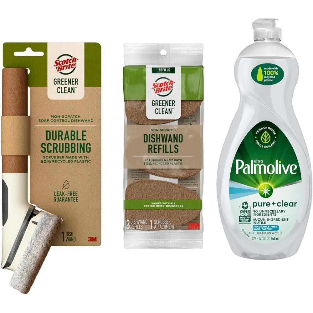 image:imagePalmolive FragranceFree Dish Soap with ScotchBrite NonScratch Soap Control Dishwand