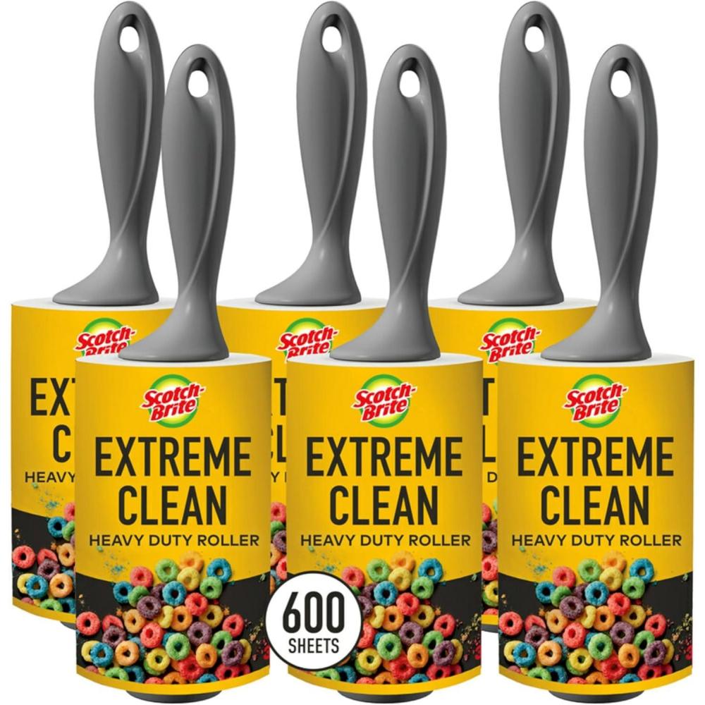 image:imageScotchBrite Extreme Clean Lint Rollers 6 Rollers 100 Sheets Per Roller 600 Sheets Total Reusable Lint Roller Works Great on Pet Hair6 Rollers 600 Sheets