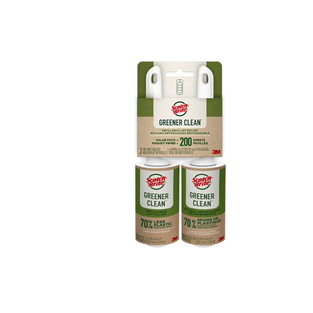 image:imageScotchBrite Greener Clean Lint Roller Twin Pack 100 Sheets Reusable Lint Rollers for Clothes Furniture and Pet Hair Tidy Up Fabrics with a More Sustainable Fuzz Remover