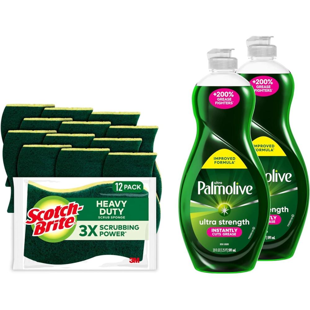 image:imageScotchBrite Heavy Duty Scrub Sponges with Palmolive Original Green Dish Soap