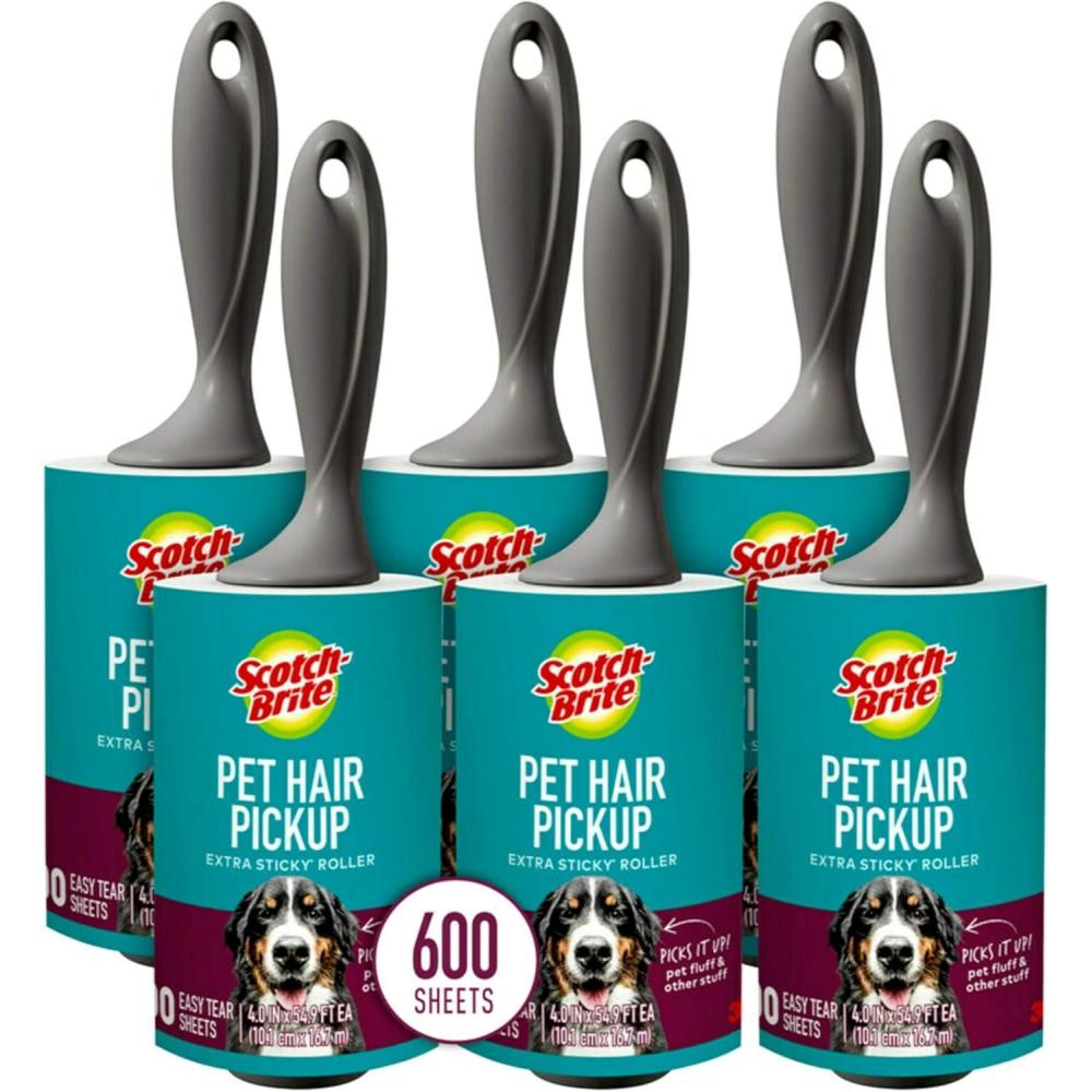image:imageScotchBrite Pet Extra Sticky Hair Lint Roller 6 Rollers 600 Sheets6 Rollers 600 Sheets