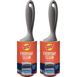 Scotch-Brite Everyday Clean Lint Roller, Lint Remover for Pet Hair, Dark Clothes, Furniture, and Dusty Surfaces, Picks Up Fur & Fluff in Your Home, Car, & Office, 1 Pack, 70 Adhesive Sheets Total(70 Sheets (Pack of 2))