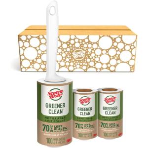 Scotch-Brite Greener Clean Lint Roller, Reusable Lint Rollers for Clothes, Furniture, and Pet Hair, Tidy Up Fabrics with a More Sustainable Fuzz Remover, 1 Roller, 2 Refills