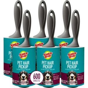 Scotch-Brite Pet Extra Sticky Hair Lint Roller 6 Rollers 600 Sheets(6 Rollers  600 Sheets)
