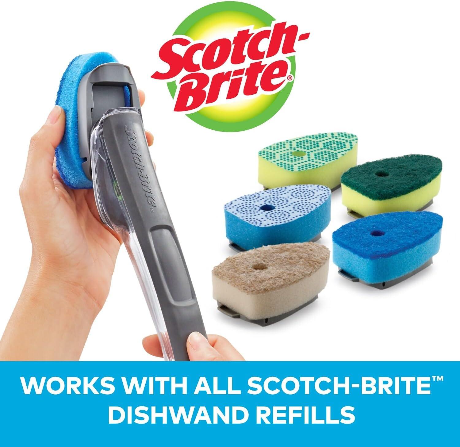 image:imageScotchBrite Advanced Soap Control NonScratch Dishwand Kit 1 Dish Wand amp 5 Sponge Refills Prevents Soap from Leaking LeakFree Guarantee Best for Nonstick Pots and Pans Glass Tubs amp Showers