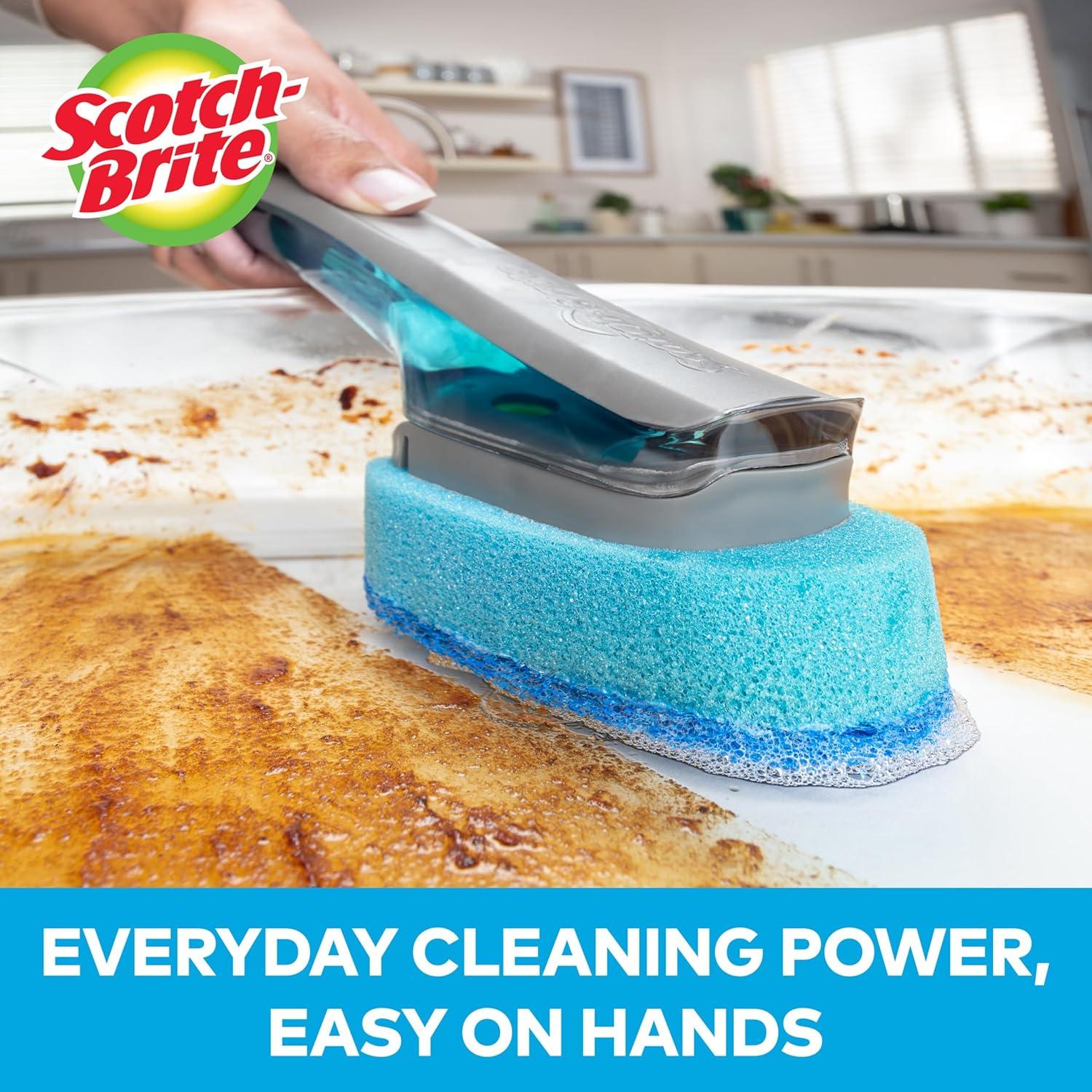 image:imageScotchBrite Advanced Soap Control NonScratch Dishwand Kit 1 Dish Wand amp 5 Sponge Refills Prevents Soap from Leaking LeakFree Guarantee Best for Nonstick Pots and Pans Glass Tubs amp Showers