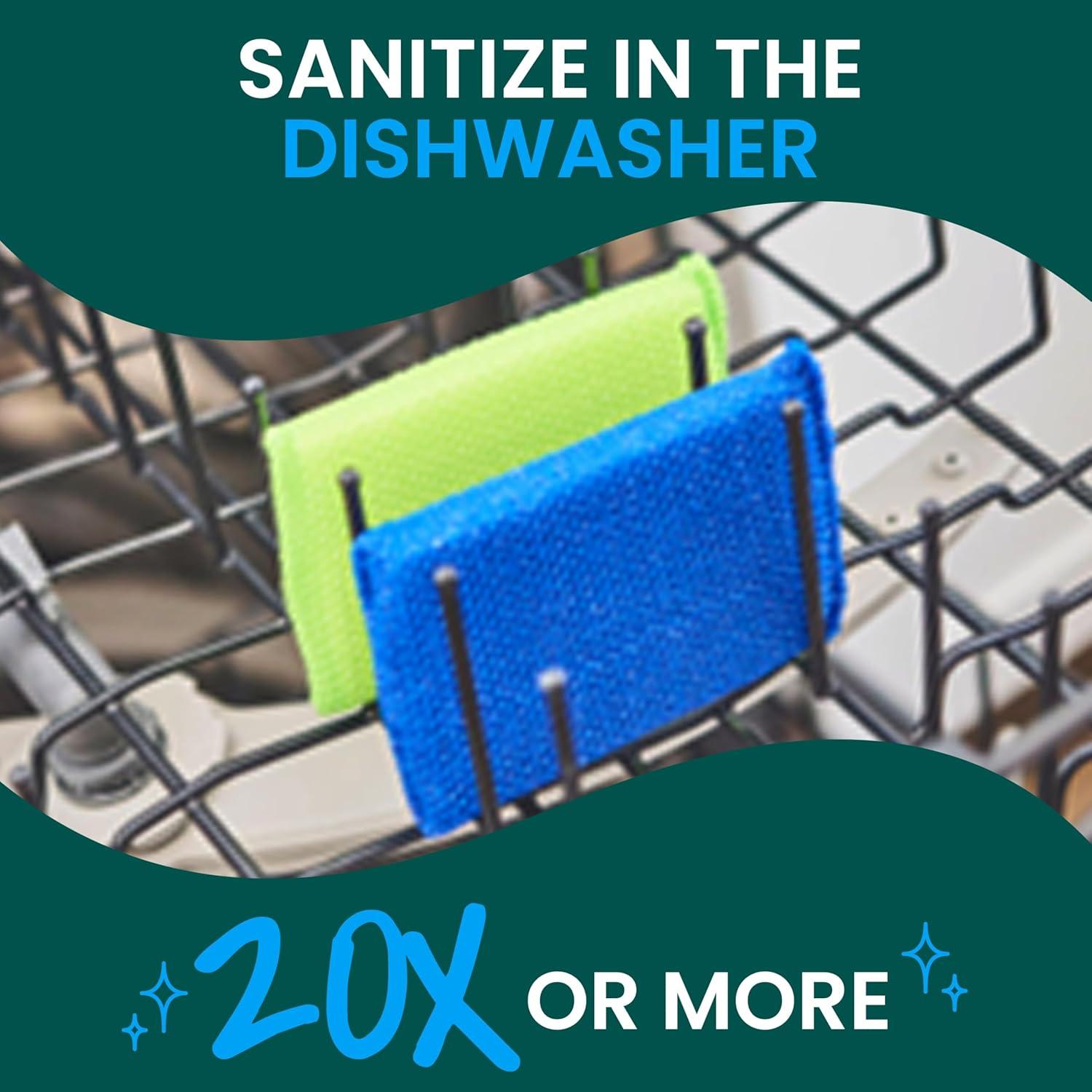 image:imageScotchBrite Blooms Dobie Scrubbing Pad NonScratch Kitchen Sponge for Cleaning Dishes Appliances and Bathrooms Raindrop Blue Dish Sponge that Dries Fast 2 Pack
